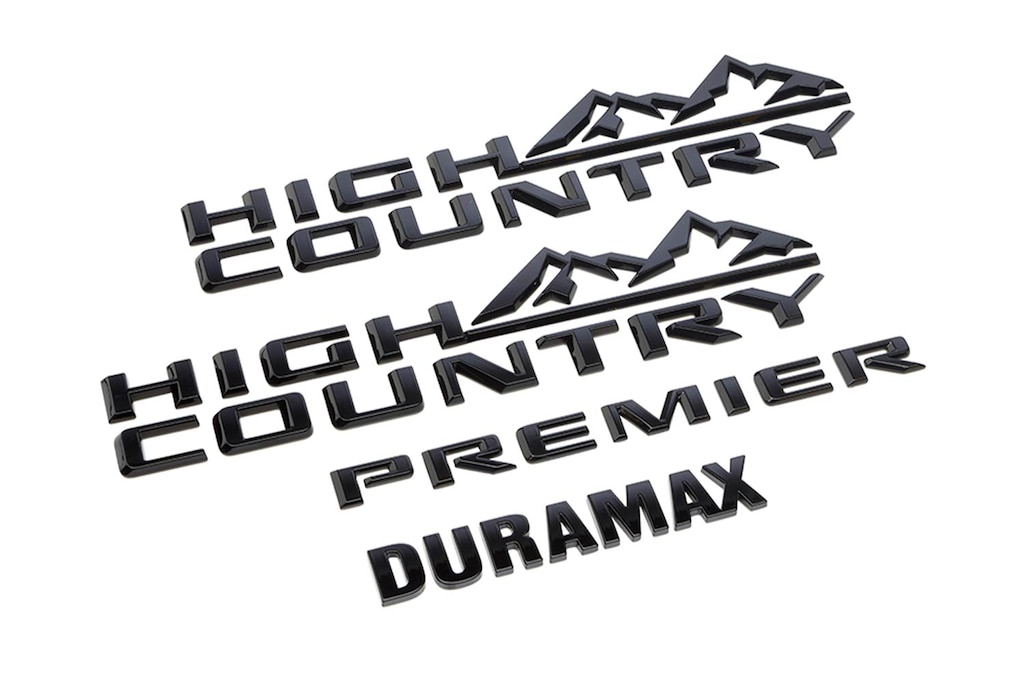 Emblemas HIGH COUNTRY, DURAMAX Y PREMIER en color negro para Chevrolet Tahoe 2024